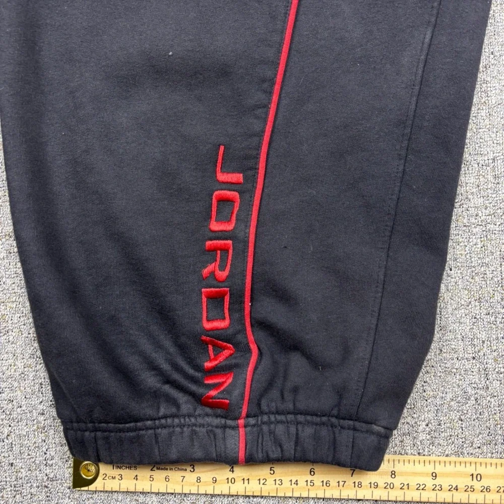 Jordan Sweatpants Mens 2XLT XXLT Black Red Jumpman Fleece Joggers 36 Inseam